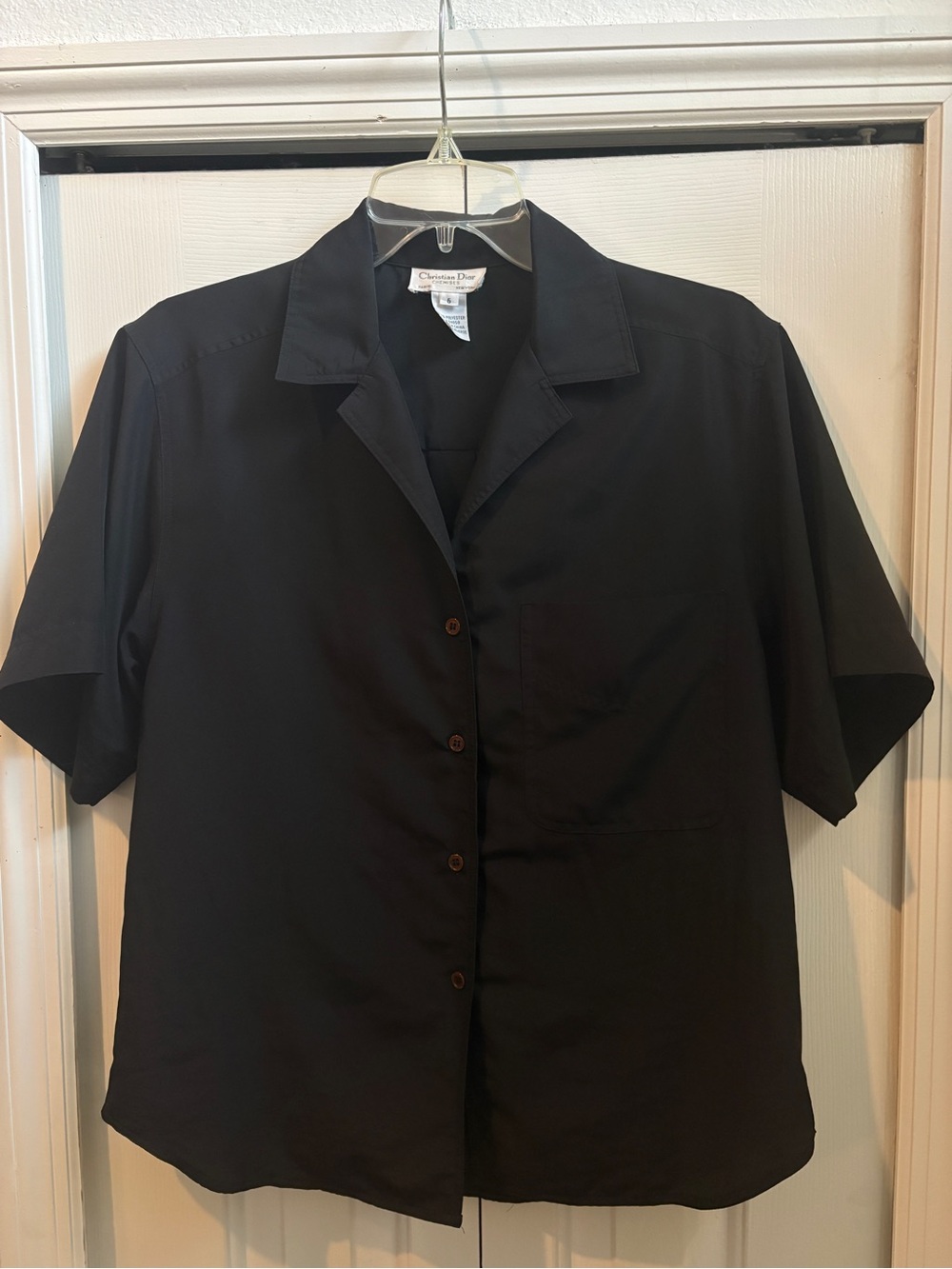 Vintage Christian Dior Chemises Button Down Camp Collar Shirt Blouse Chemise Vtg